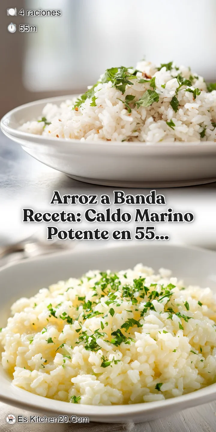 Close-up view showcasing the texture of Arroz a Banda. Shiny, plump grains mingled with tender pieces of seafood; steaming...