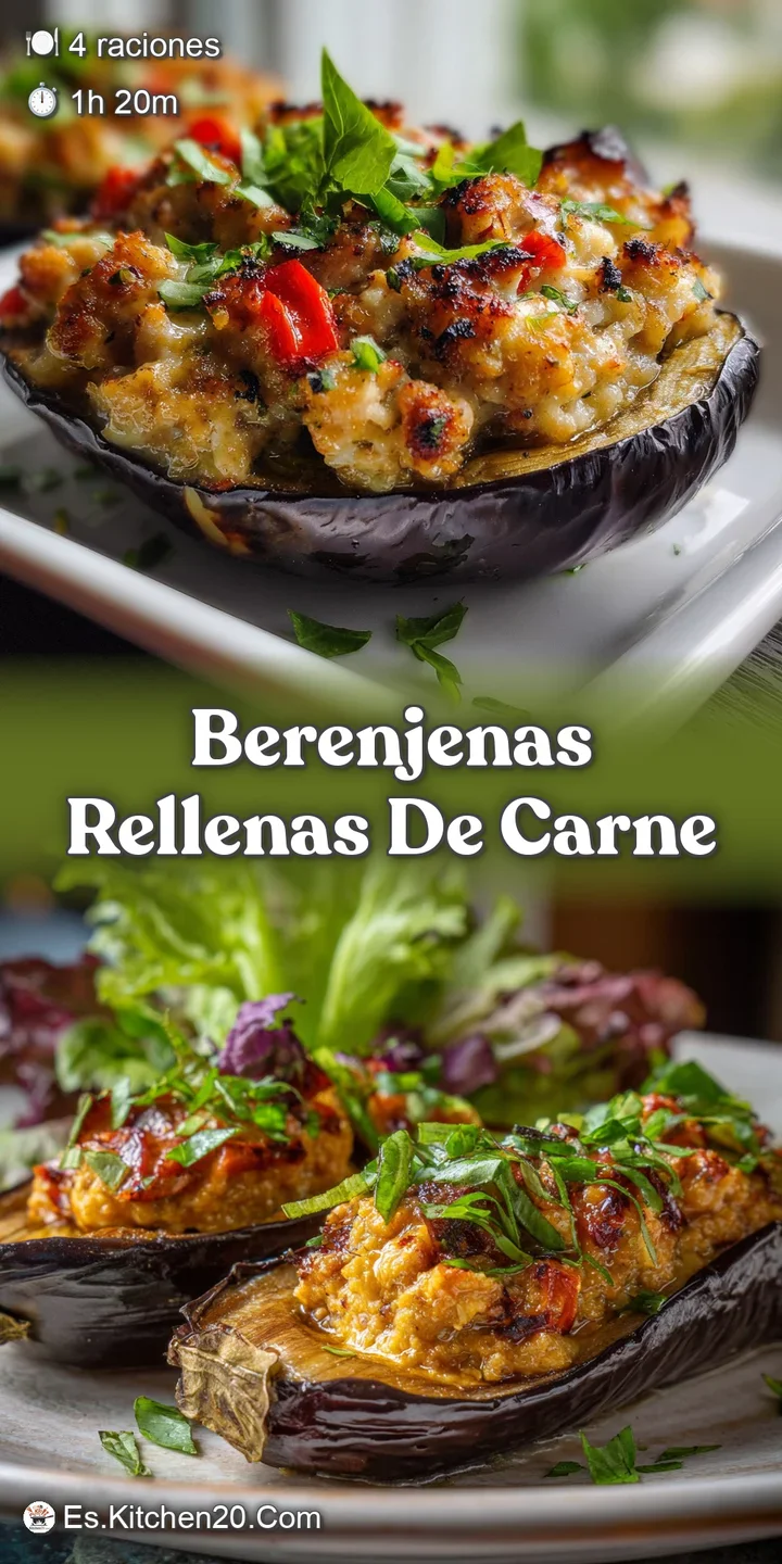 Close-up of stuffed eggplant: bubbly, golden cheese crust with flecks of herbs, promising a warm, savory bite. Juicy filli...