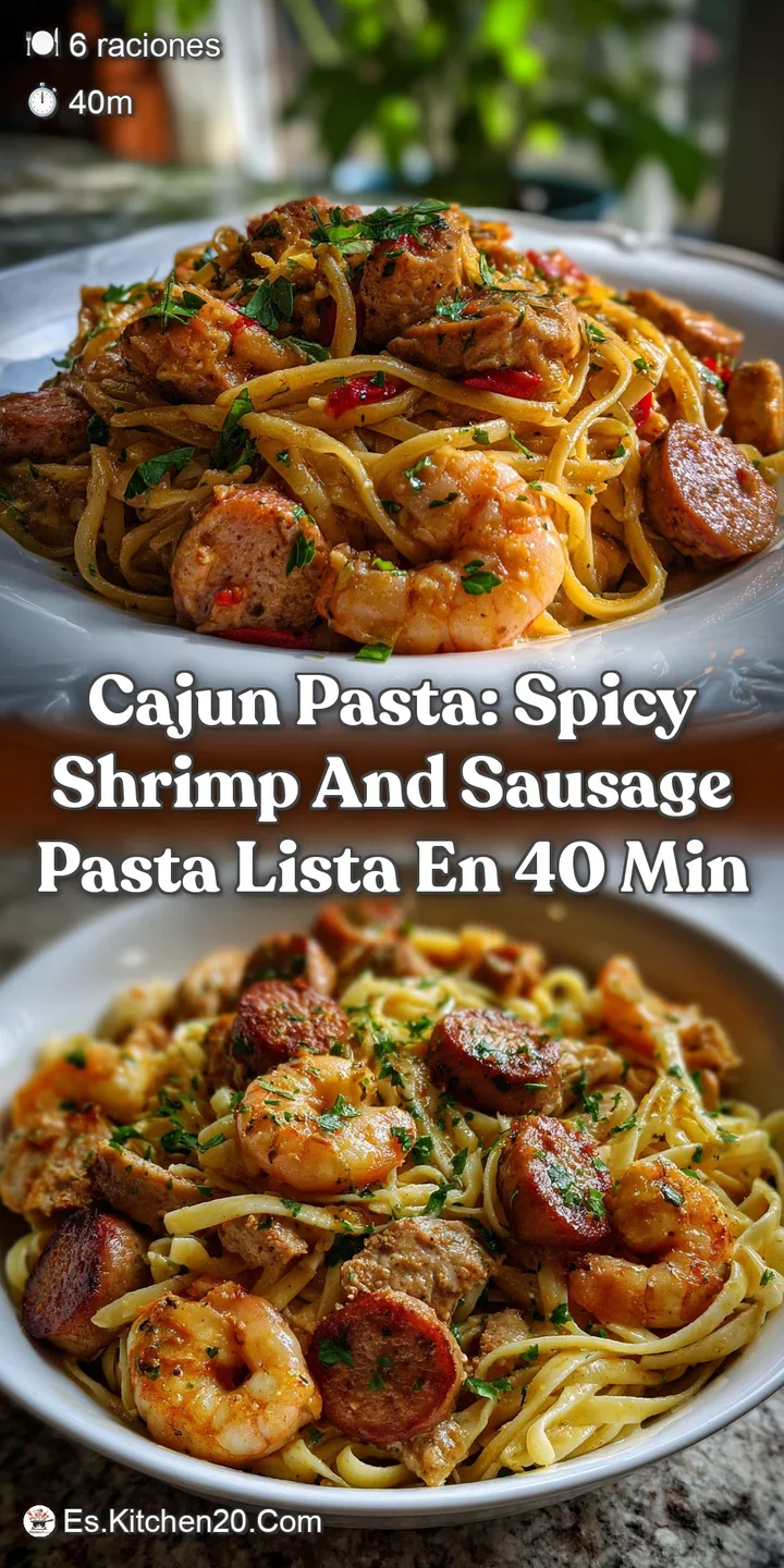 Cajun Pasta: Spicy Shrimp And Sausage Pasta Lista en 40 Min