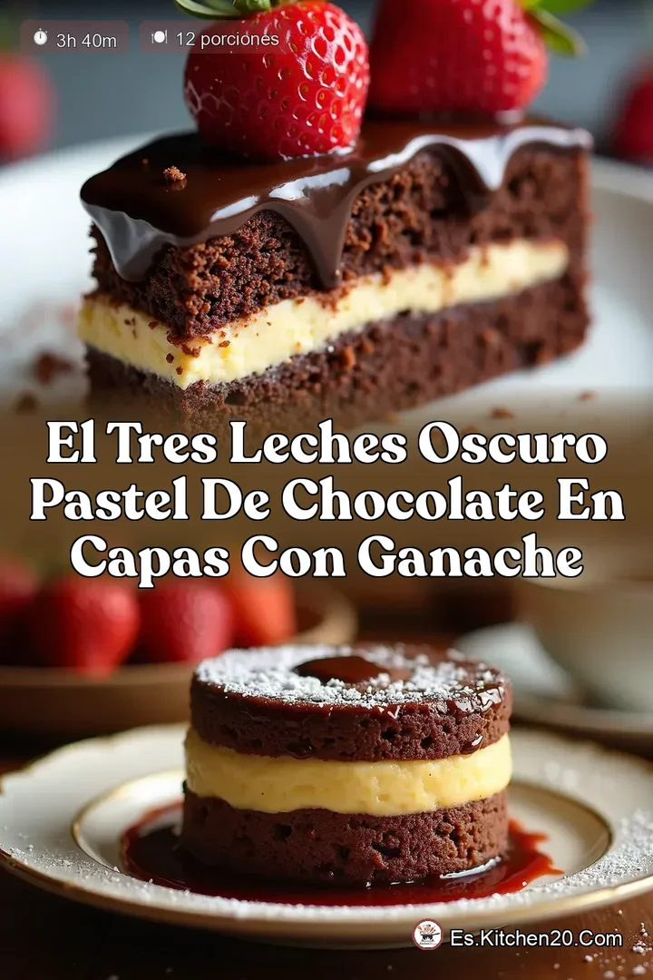 El Tres Leches Oscuro Pastel de Chocolate en Capas con Ganache
