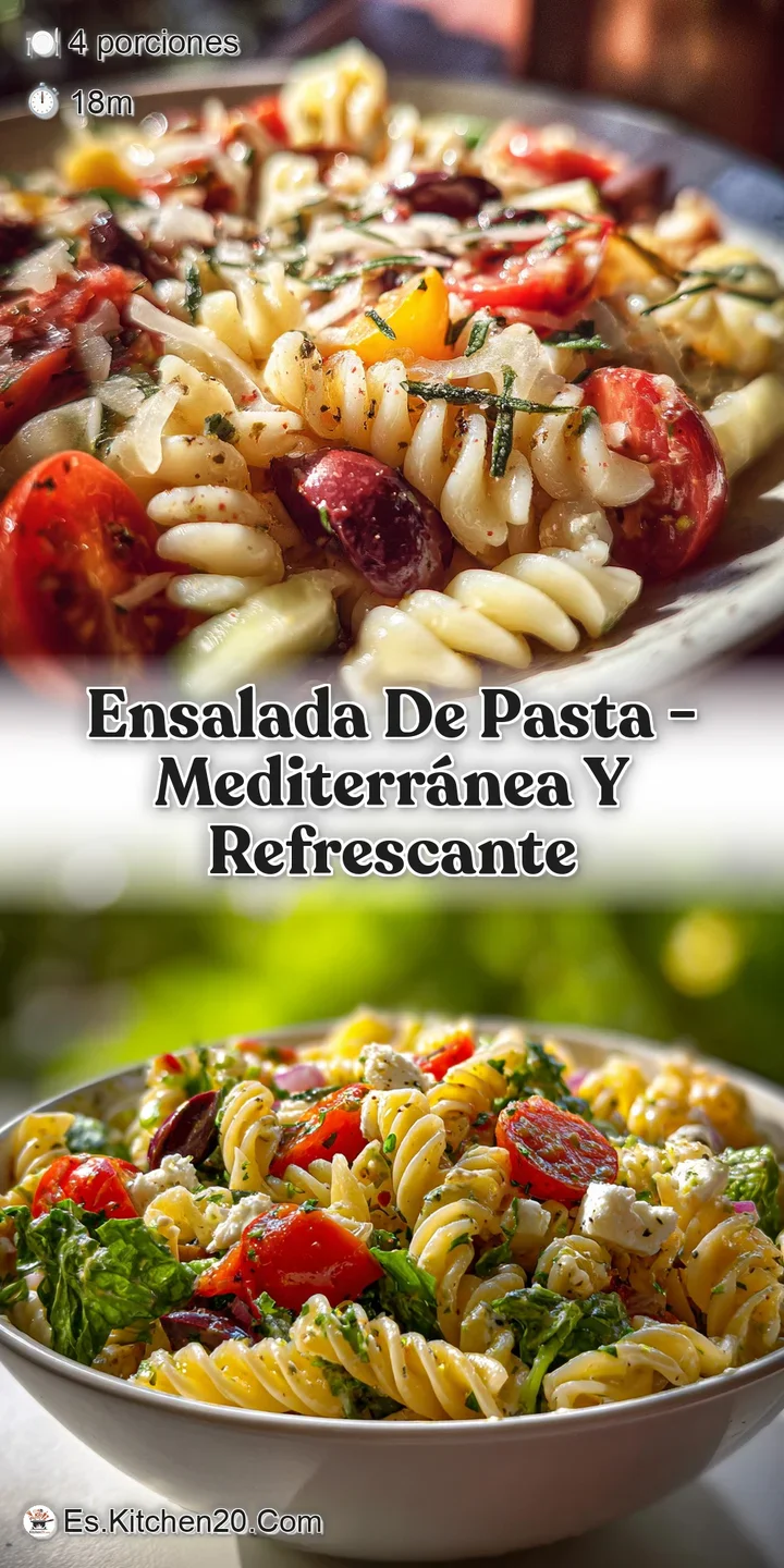 Close-up of a Mediterranean pasta salad. Shiny, colorful vegetables and pasta coated in a light dressing. Bursting with fr...