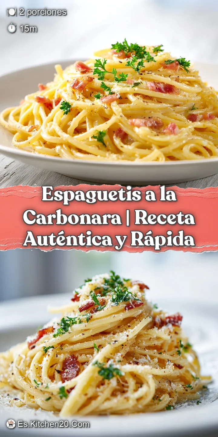 Close-up of tender spaghetti strands coated in a velvety, golden sauce with glistening pancetta pieces.