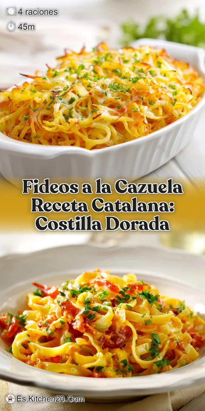 Close-up of the fideos dish reveals the texture of the toasted pasta and the vibrant colors of the simmering broth and ten...