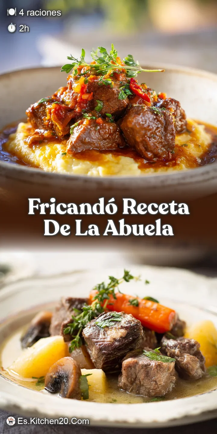 Close-up of glistening, slow-cooked meat and saut&eacute;ed mushrooms in a deep brown sauce, speckled with fresh green parsley.