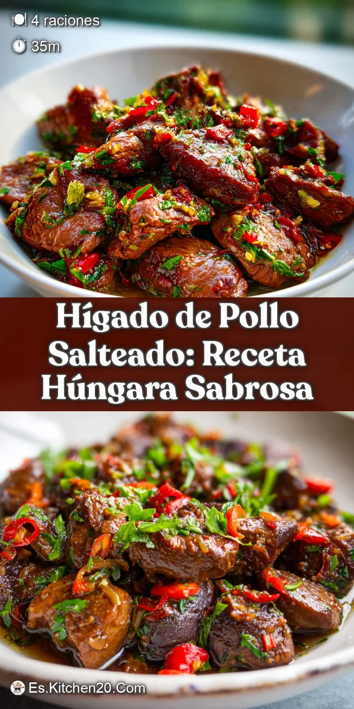 Close-up of tender, browned chicken livers in a savory sauce, catching the light, with flecks of herbs and fried garlic vi...