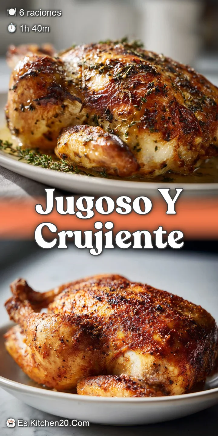 Close-up of crispy, golden-brown chicken skin, glistening with savory juices. Hints of herbs and spices entice the senses.