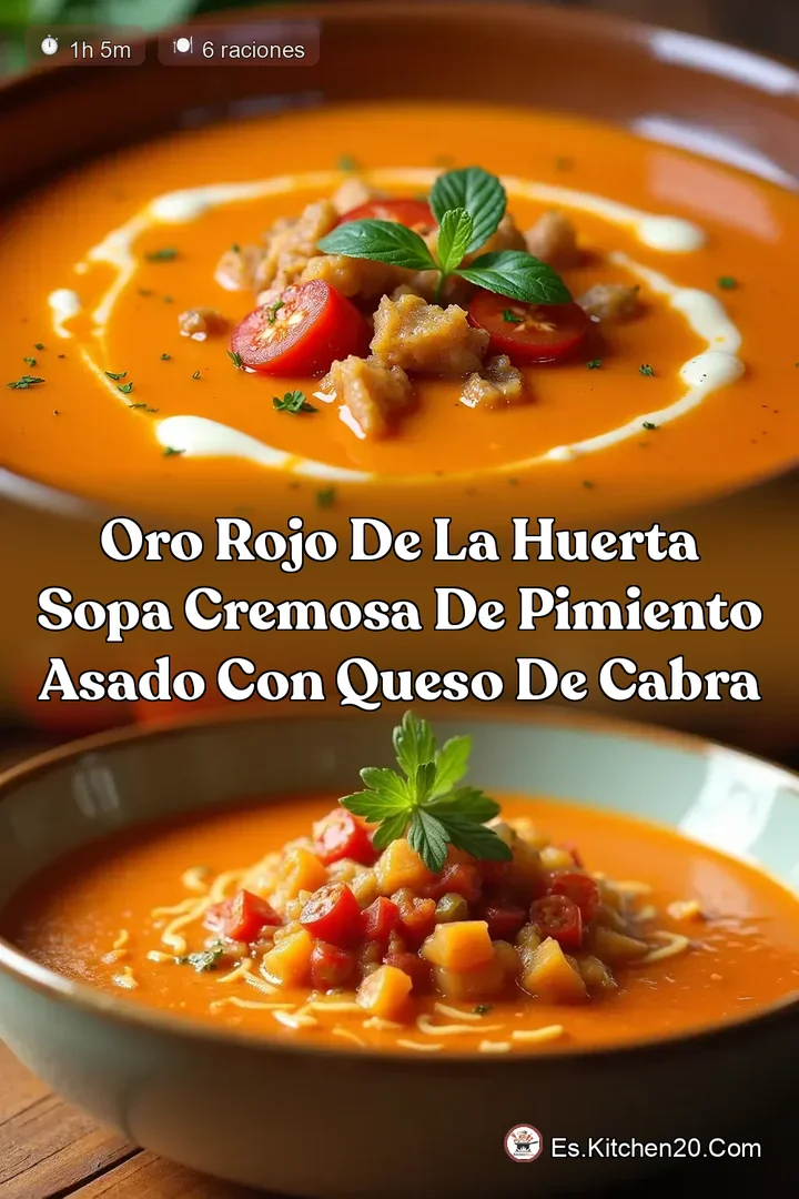 Oro Rojo de la Huerta Sopa Cremosa de Pimiento Asado con Queso de Cabra