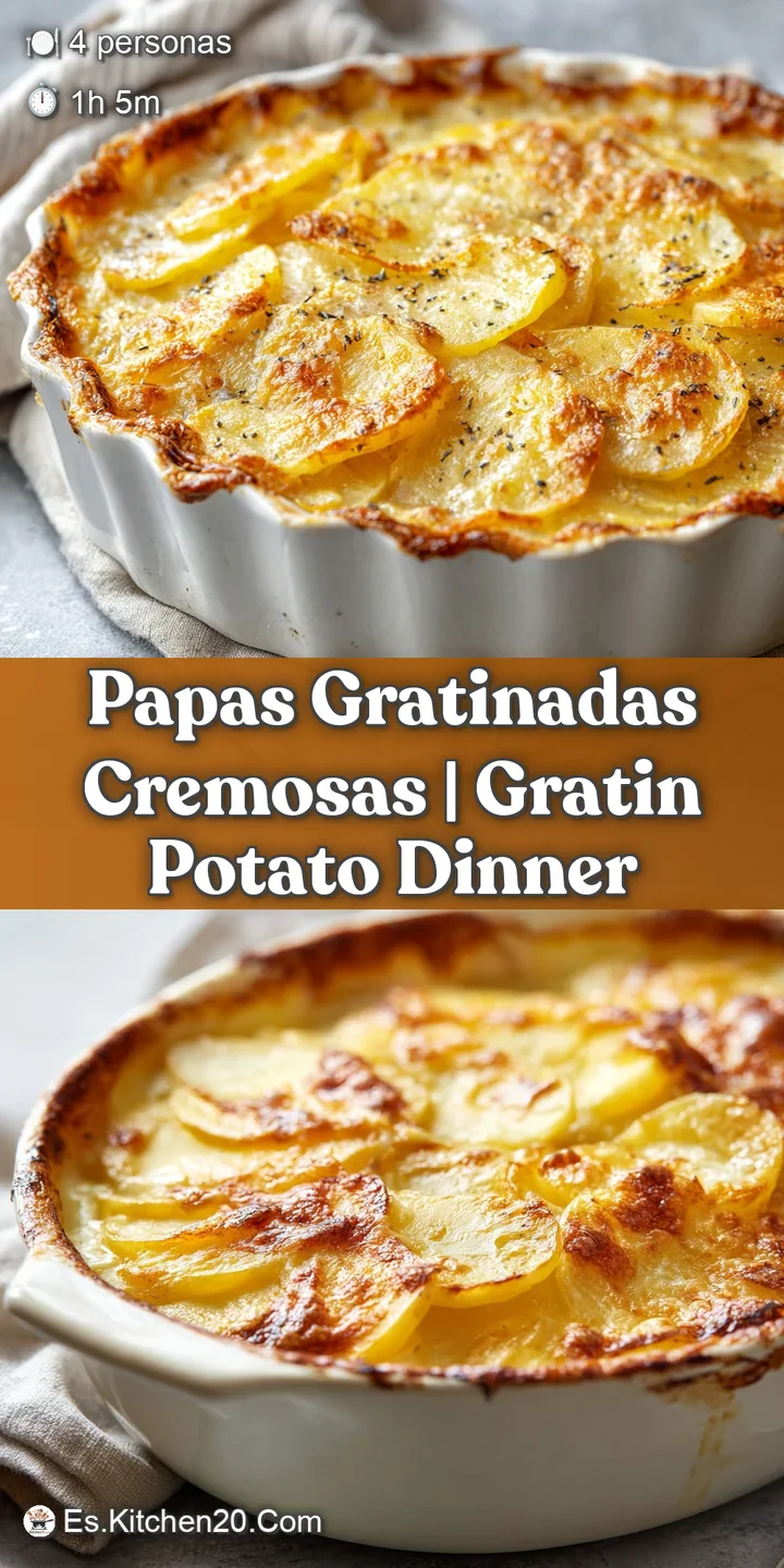 Primer plano de queso gratinado tostado y burbujeante, revelando capas suaves de papa blanca y crema espesa.