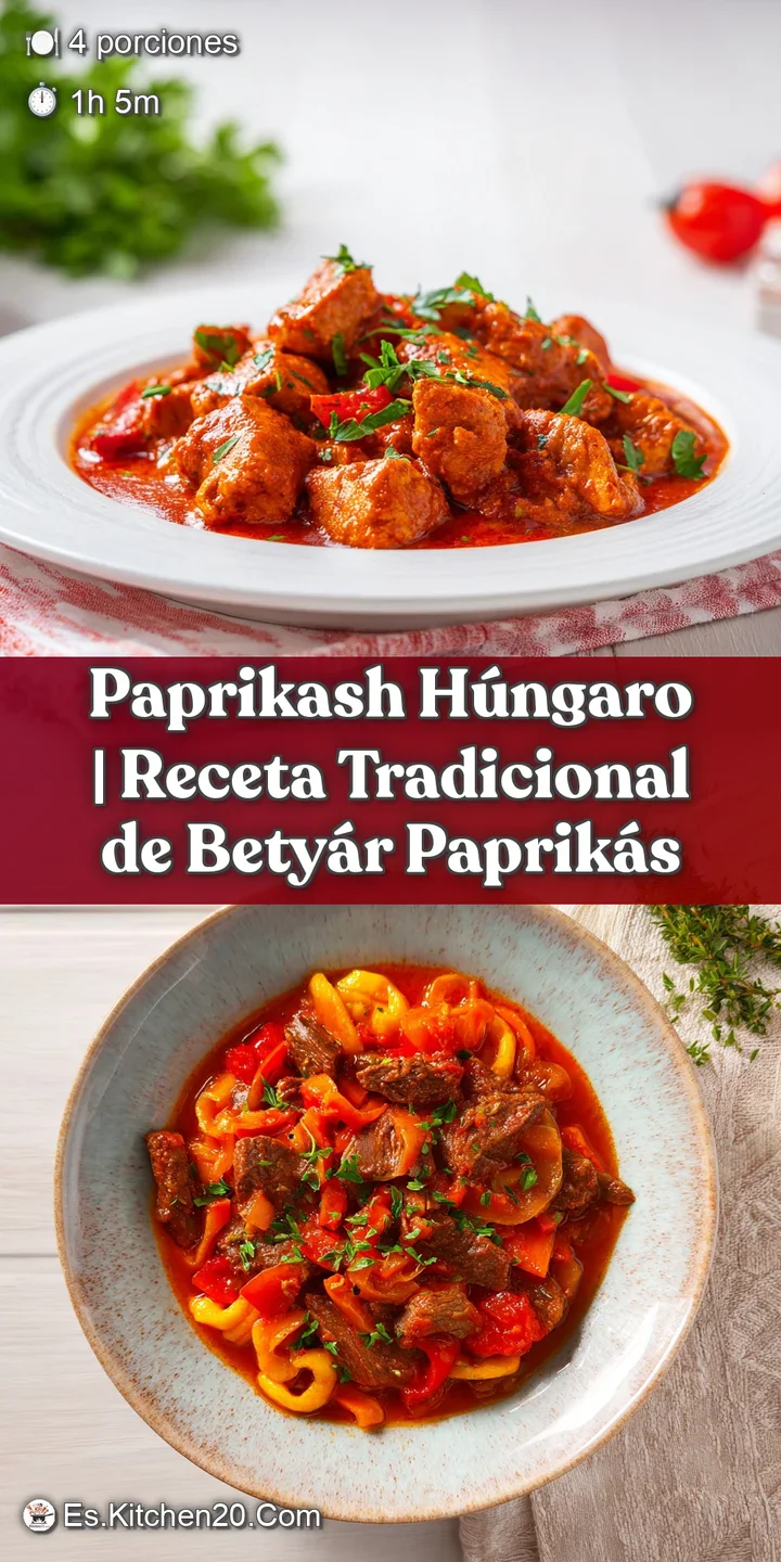 Close-up of succulent chicken chunks in a thick, velvety orange sauce, glistening with droplets of sour cream and red papr...