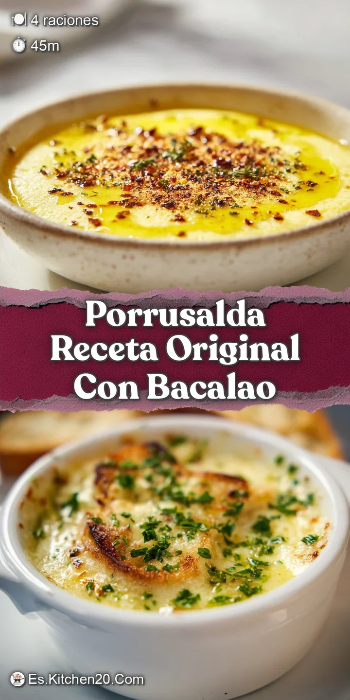 Close-up shows the pearly white broth with tender leeks and potatoes, bright parsley, and shimmering olive oil reflecting ...