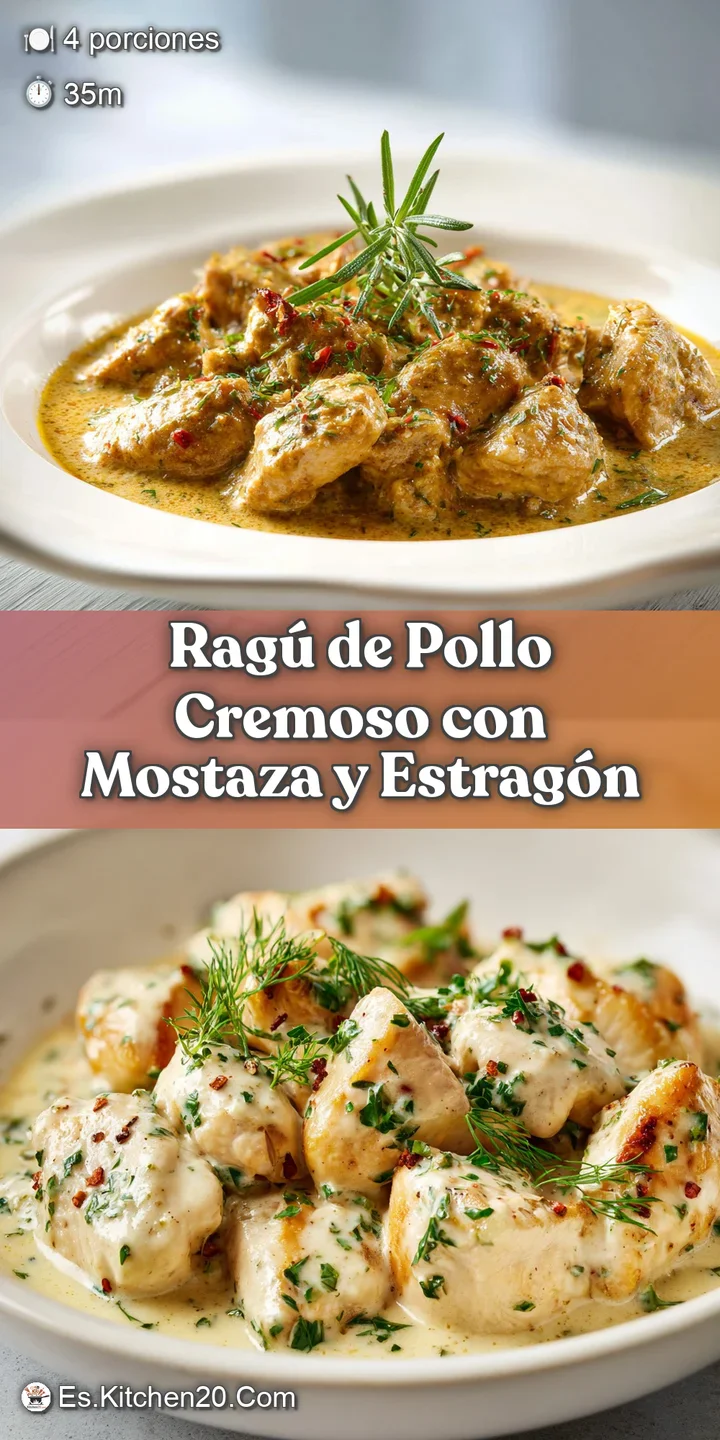 Close-up of glistening chicken ragu, showcasing the rich, creamy texture and delicate flecks of herbs and spices. So delic...