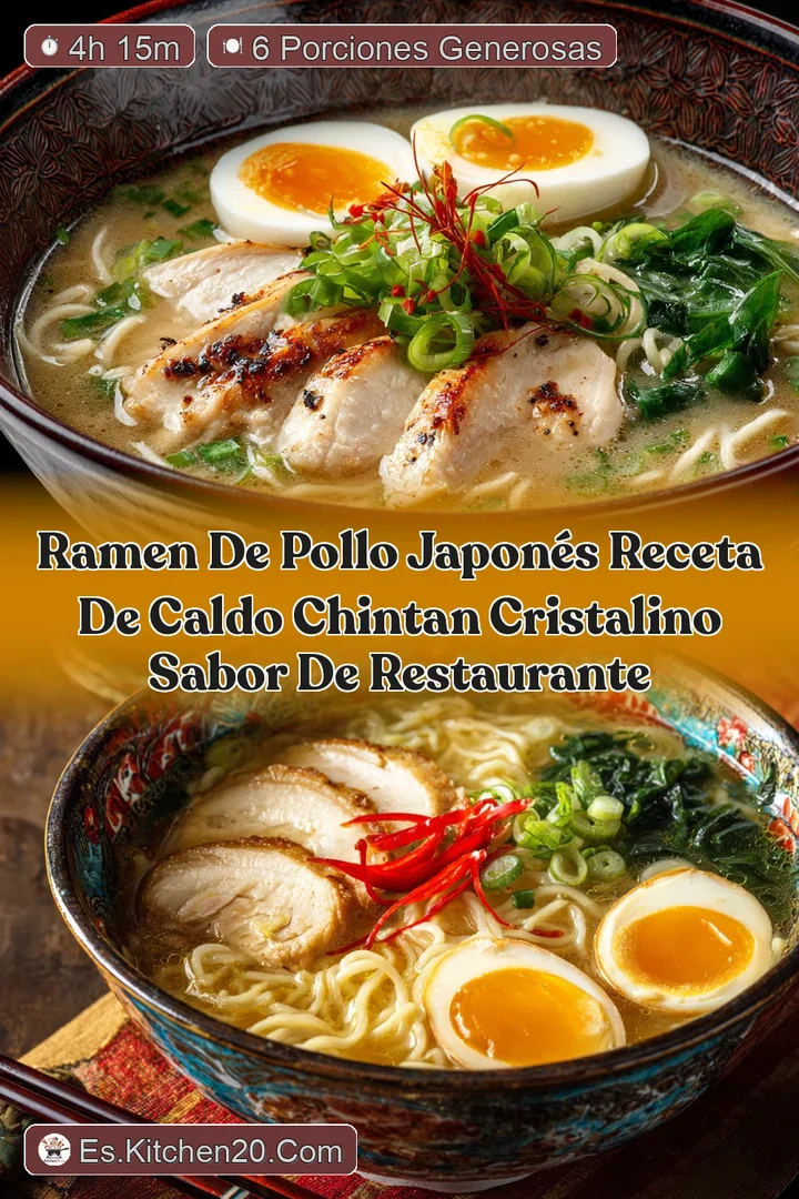 Ramen de Pollo Japon&eacute;s Receta de Caldo Chintan cristalino sabor de restaurante