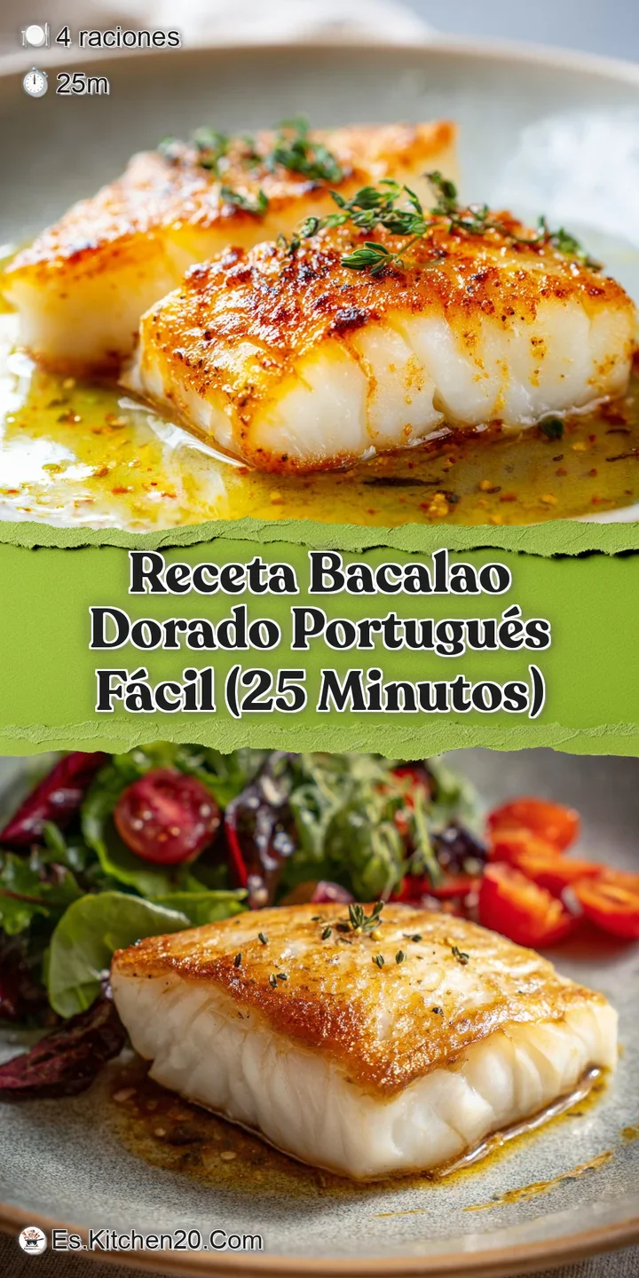 Close-up showcases creamy, yellow Bacalao Dorado with visible strands of cod, glistening with olive oil and fresh parsley.