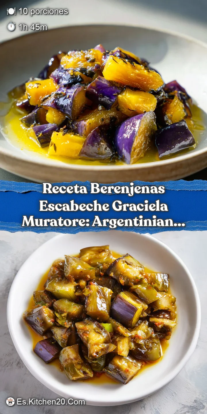 Close-up captures the marinated eggplant: oil shines on the dark purple skin with flecks of garlic and herbs creating a mo...