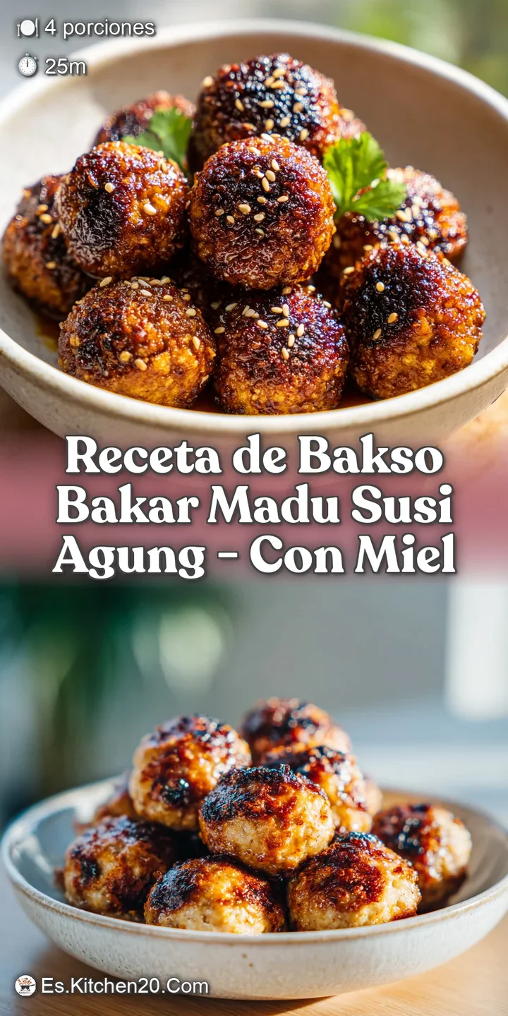 Close-up of honey-glazed meatballs, charred edges and glistening sauce create a sweet and savory sensory experience, appea...