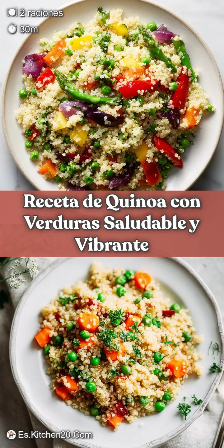 Close-up of fluffy quinoa mingled with bright, tender vegetables. Steam rising, inviting you to taste this colorful, fresh...