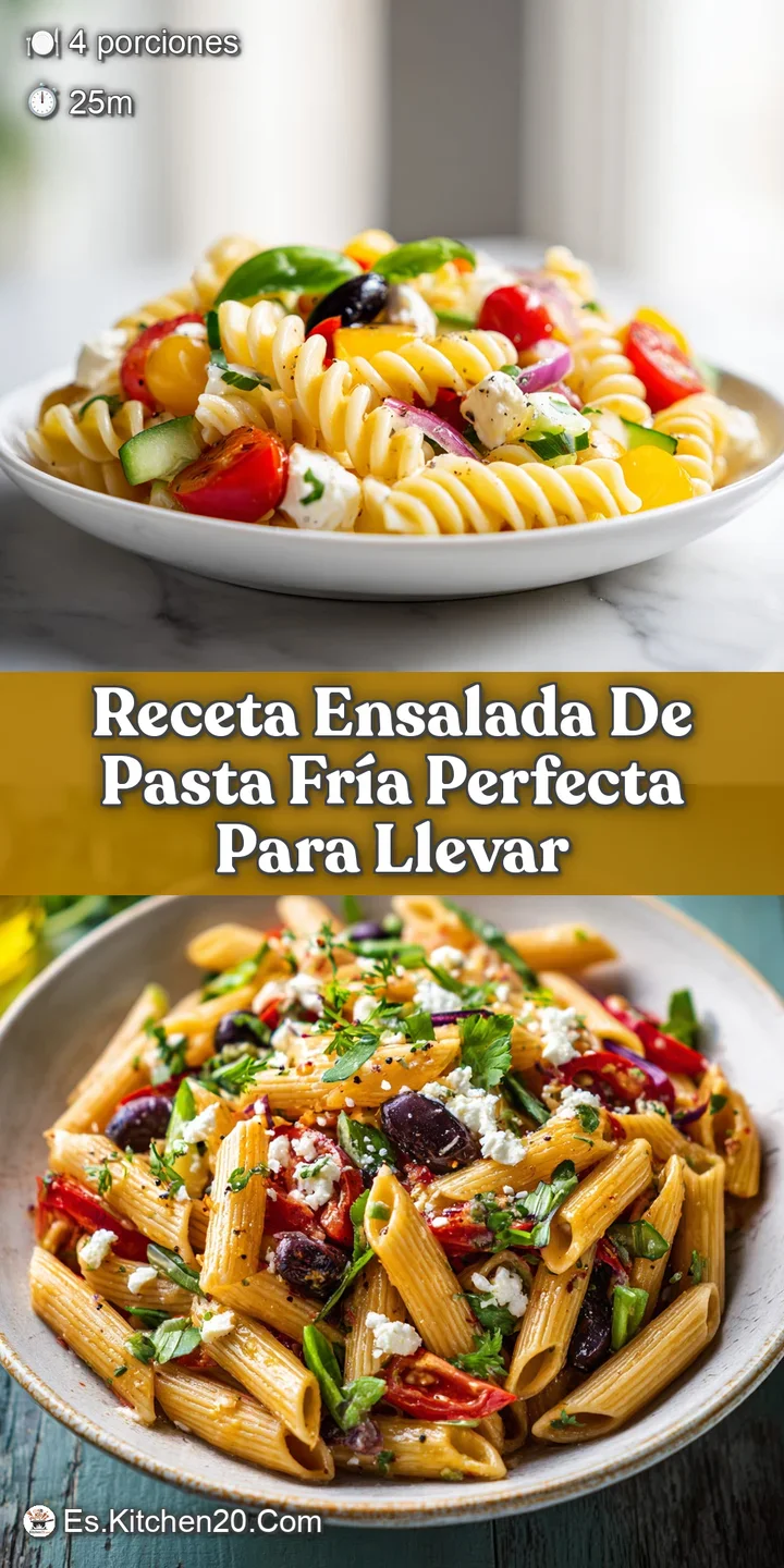 Close-up of cold pasta salad highlighting glistening vegetables, al dente pasta, and a rich, creamy sauce.