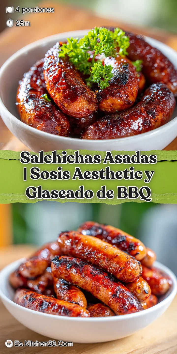 Close-up of deeply browned, grilled sausages, their skins slightly crisped, with a glossy, sweet glaze.