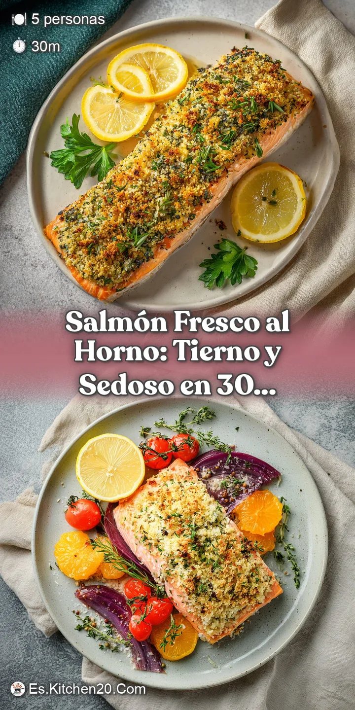 Close-up of tender, pink salmon with a flaky crust. Herbs and lemon zest provide pops of color and appetizing texture deta...