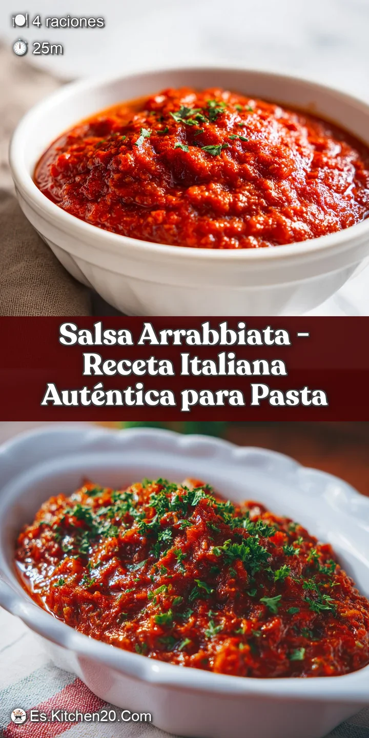 Close-up of al dente pasta strands coated in a fiery, glistening arrabbiata sauce with visible herbs.