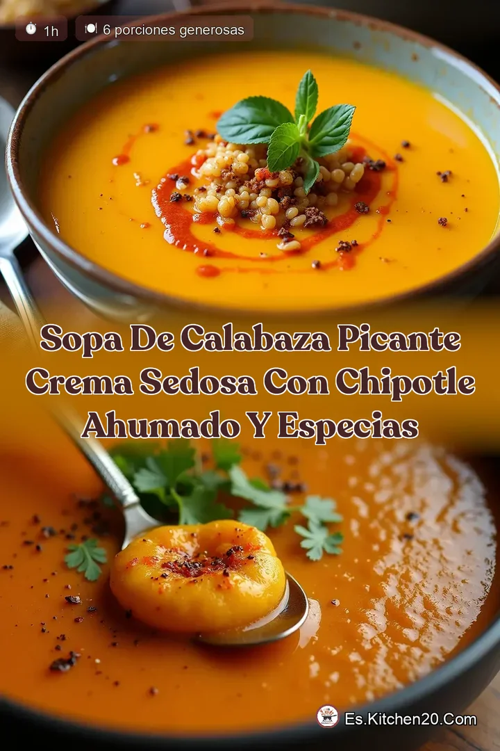 Sopa de Calabaza Picante Crema Sedosa con Chipotle Ahumado y Especias