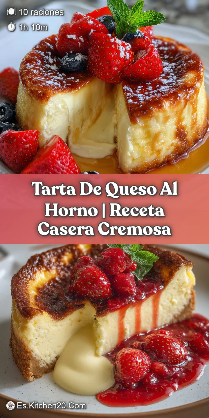 Close-up shot of a creamy baked cheesecake showing slight jiggle, caramelized edges, and a smooth, pale yellow surface. De...