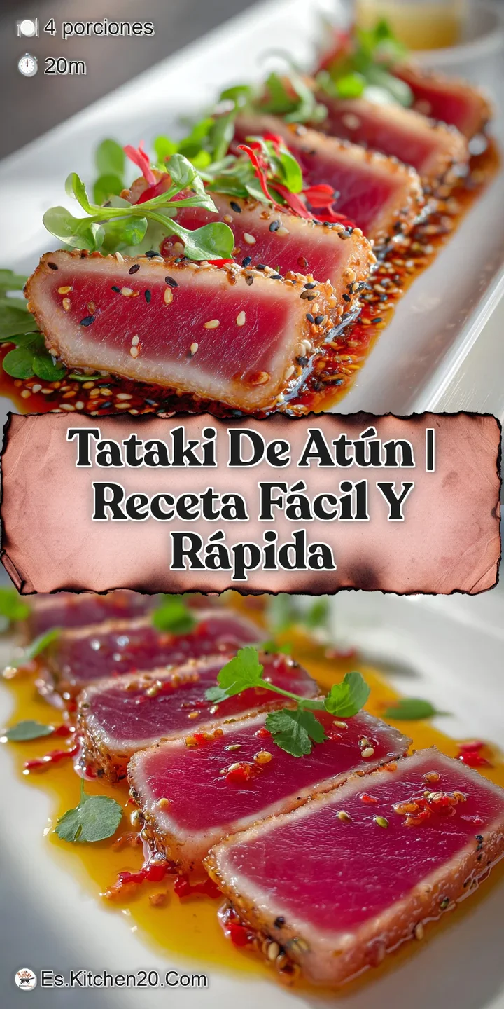 Up-close view of sliced tuna, showing a rare pink center. Crisp seared edges and sesame seed coating deliver textural cont...