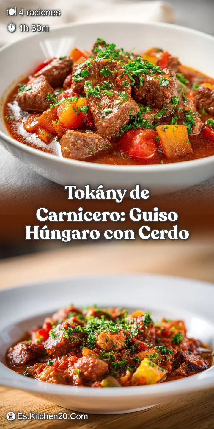 Close-up of glistening, tender beef tok&aacute;ny with thick, rich sauce. Bright flecks of parsley add freshness to the hearty, f...