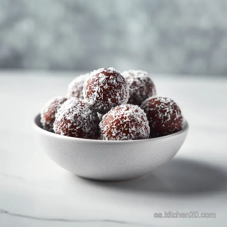 Three juicy meatballs nestled in a shallow bowl of vibrant tomato sauce, garnished with fresh mint sprigs and a drizzle of...