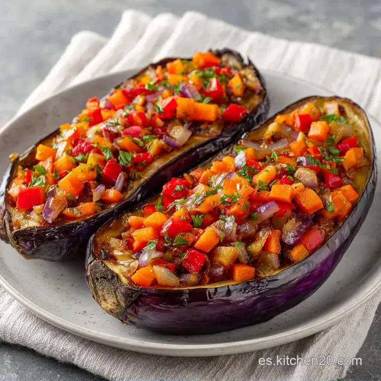 Vegetales asados en plato blanco, adornados con hojas verdes frescas y un ligero brillo de aceite sobre la superficie.
