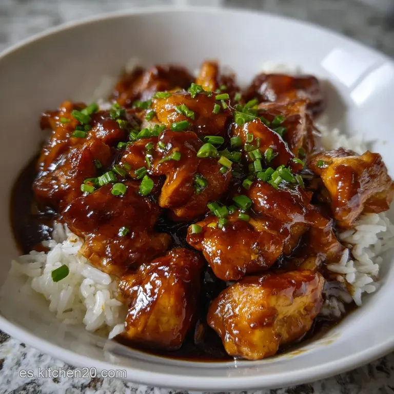 Bourbon Chicken: El Glaseado Dulce Y Pegajoso presentation
