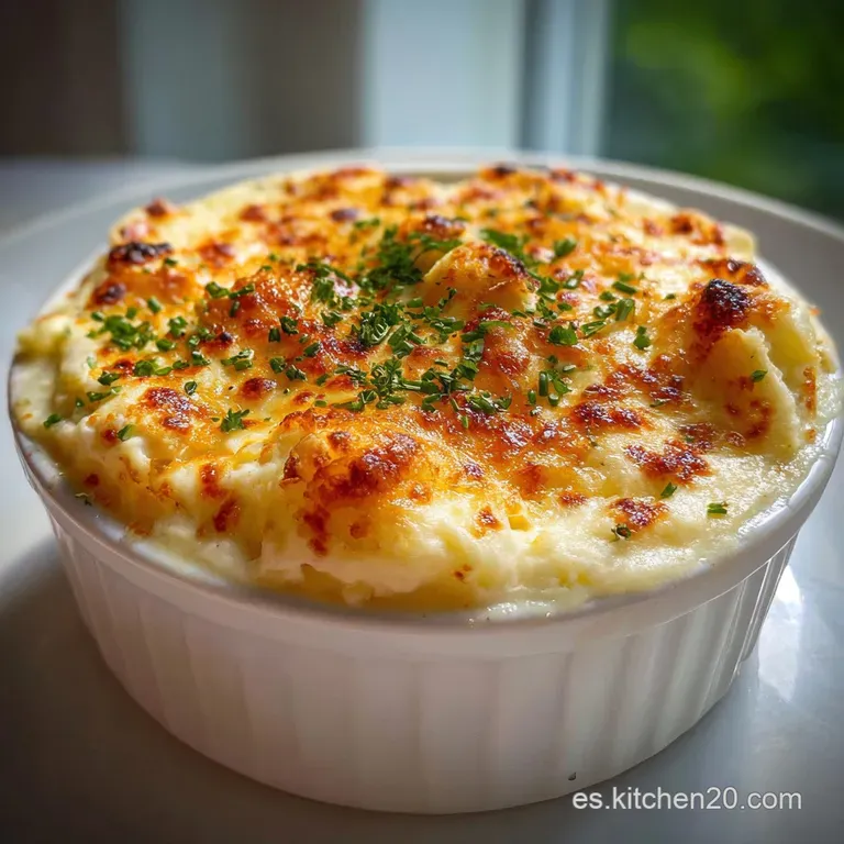 Elegant swirl of brandade on a white plate, accented by vibrant green parsley sprigs and a glistening pool of golden olive...
