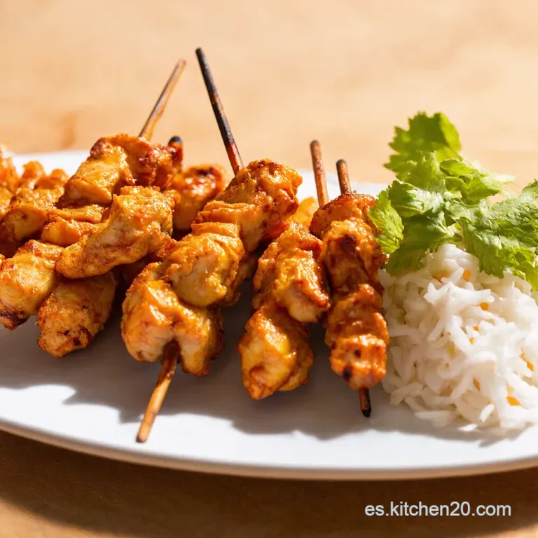 Brochetas de Pollo Satay Tailand&eacute;s