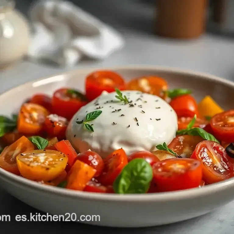Burrata Mediterr&aacute;nea con Pesto de Albahaca y Tomates Heirloom