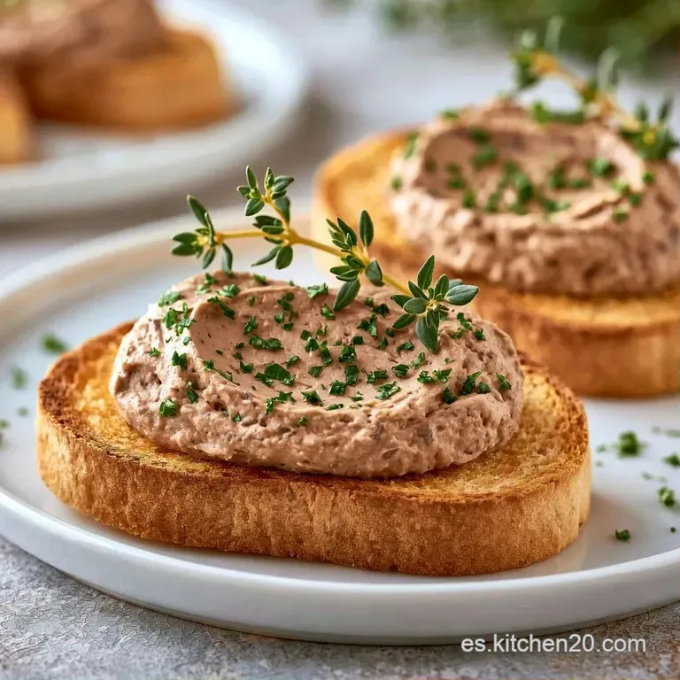 Canapés alineados en plato blanco; base crujiente, paté sedoso y un toque de frutos rojos brillantes encima.