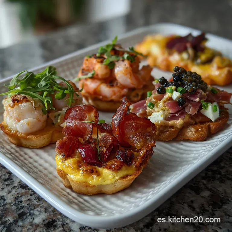 Elegant plate featuring a single canap&eacute; with a delicate balance of colors: toasted base, creamy topping, and a fresh herb ...