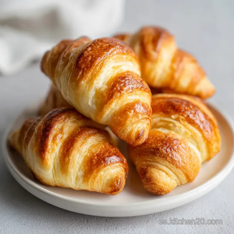A single, perfectly formed croissant on a white plate, glistening with butter. A sprinkle of sea salt adds a touch of rust...