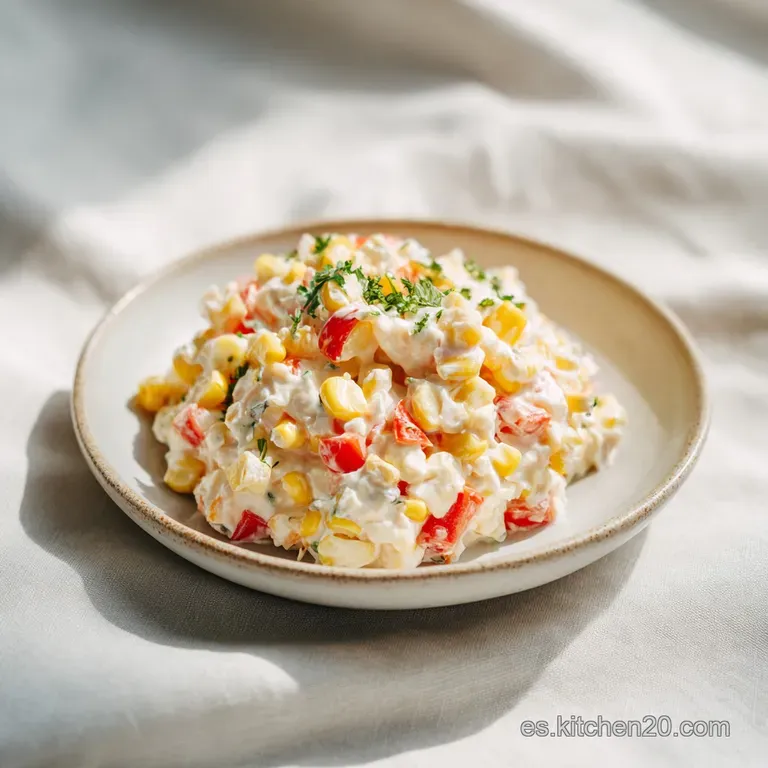Mexicorn dip served in a rustic bowl, garnished with cilantro; crispy tortilla chips fan out around the side.