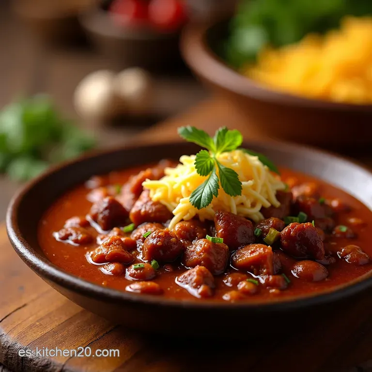 El Venado Ahumado Del Rancho Smoked Venison Chili presentation