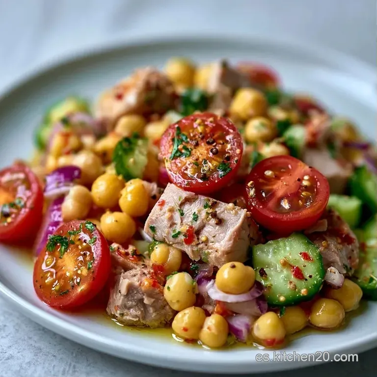 Composici&oacute;n equilibrada de garbanzos y vegetales coloridos, decorada con hierbas frescas y un ali&ntilde;o ligero y brillante.