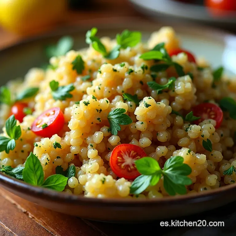 Ensalada De Quinoa Mediterr&aacute;nea Con Aderezo De Lim&oacute;n Y Hierbabuena presentation