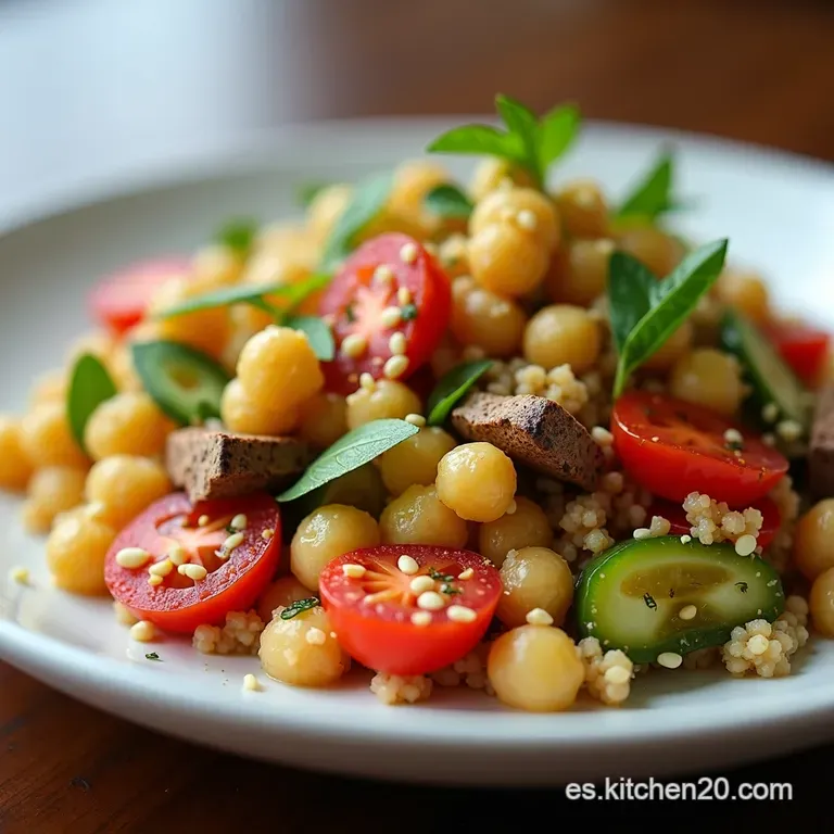 Ensalada Energizante de Quinoa Garbanzos y Vegetales Asados