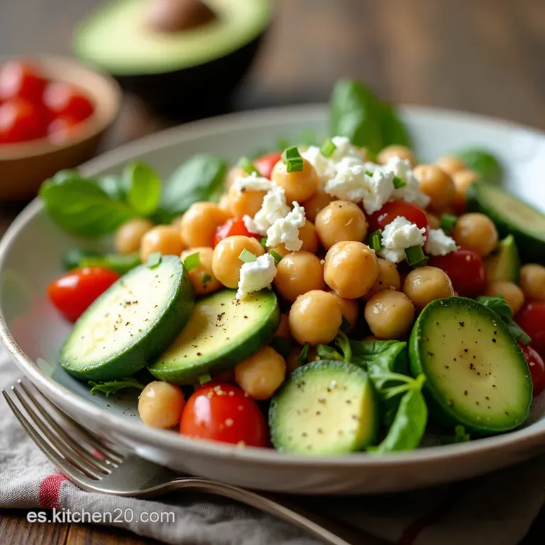 Ensalada Mediterr&aacute;nea de Garbanzos con Aguacate y Feta