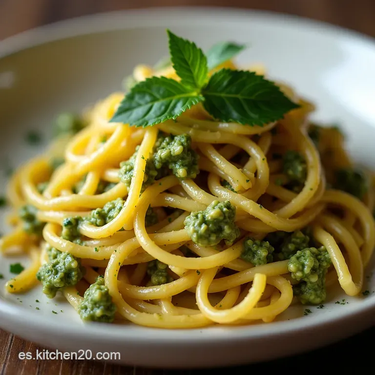 Pasta Verde Brillante Espaguetis Cremosos a la Mexicana