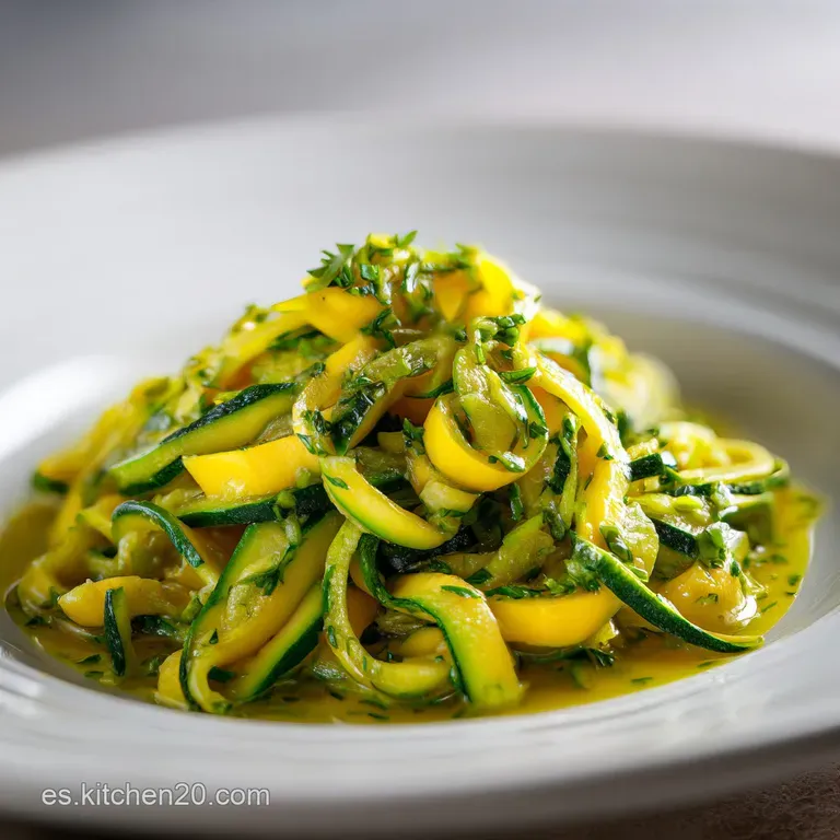 Steaming bowl of vibrant zucchini stew, garnished with fresh herbs, alongside crusty bread. Warm, comforting, and inviting.