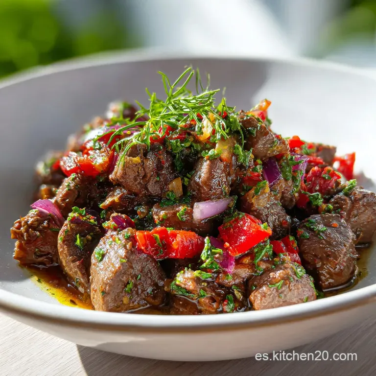 A vibrant plate of tender chicken livers, glistening with sauce, garnished with fresh parsley atop a crisp white tablecloth.