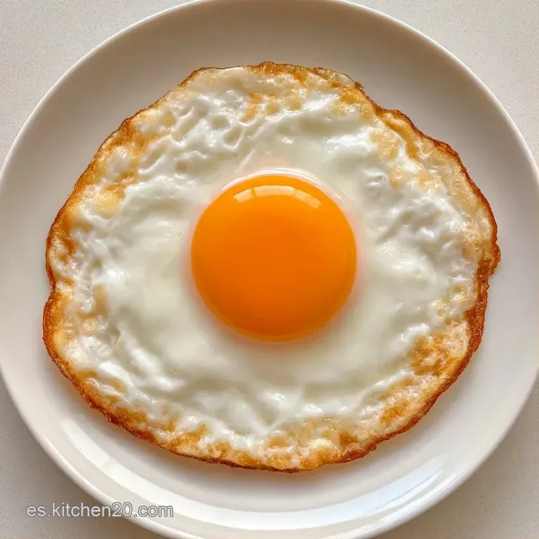 Huevos fritos servidos con delicadas hojas de perejil fresco y una pizca de pimienta negra sobre cerámica blanca.