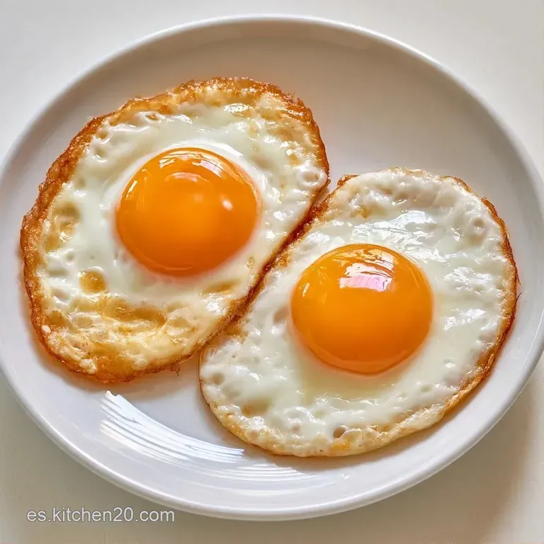 Dos huevos fritos en un plato cerámico minimalista, resaltando el contraste del blanco puro y el amarillo intenso.
