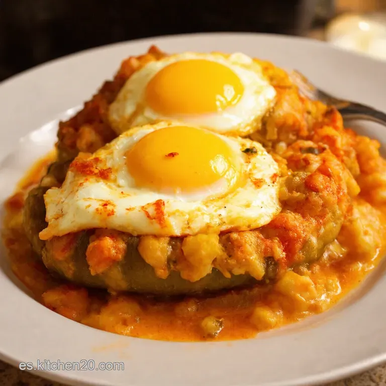 Huevos Rellenos a La Marinera Con Langostinos presentation