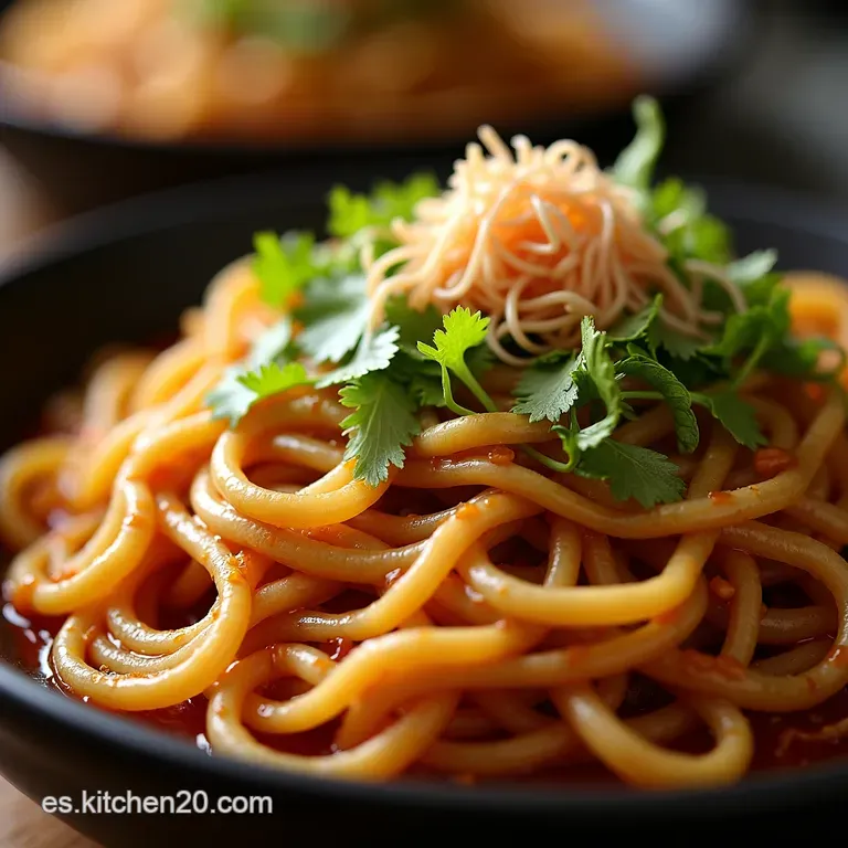 Japchae Fideos Coreanos Salteados Con Verduras presentation